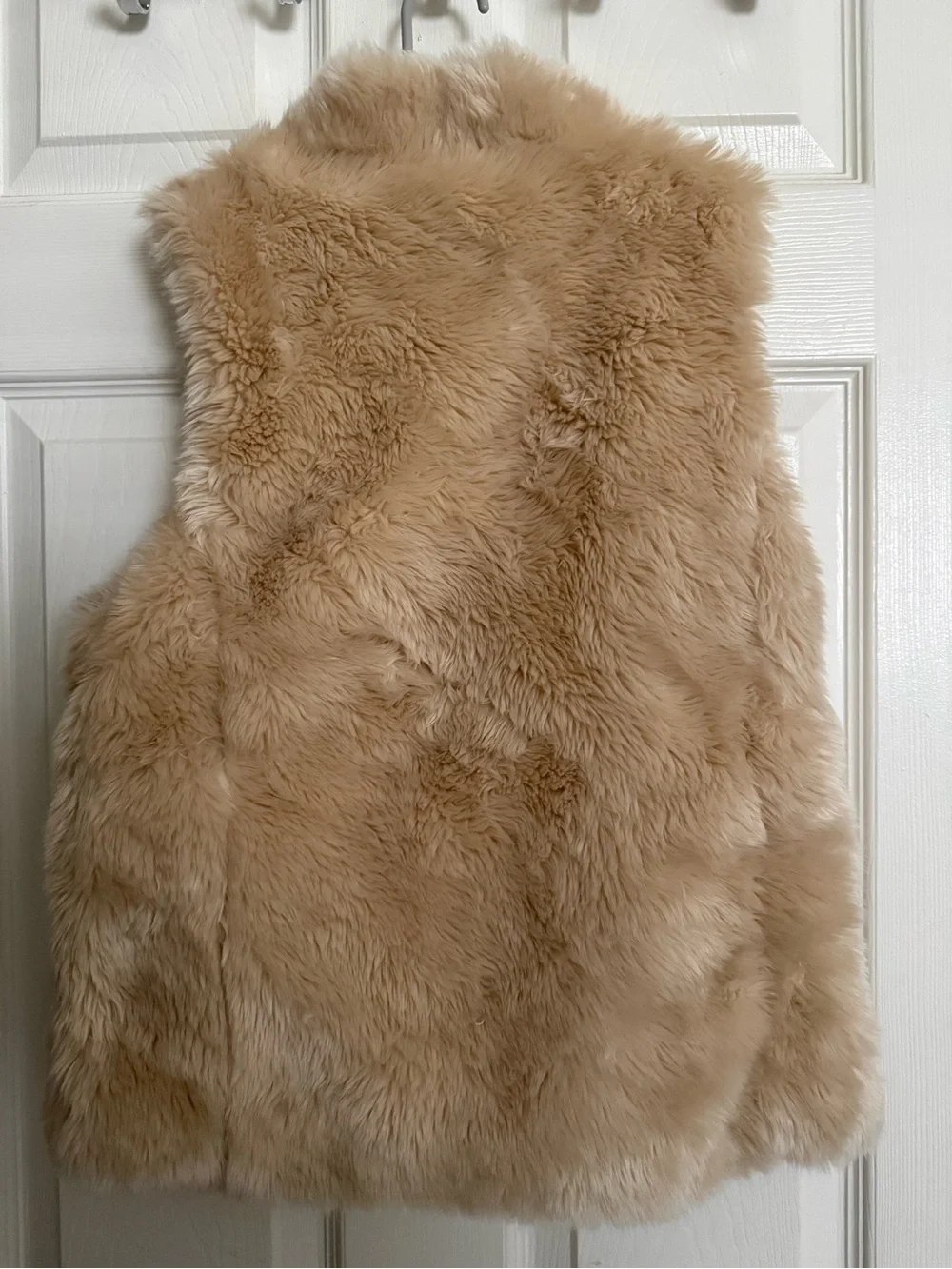 Lands' End Plush Faux Fur Vest in Beige